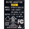 CARGADOR / ADAPTADOR DE FUENTE DE ALIMENTACION AC/DC ADAPTOR / VCA-VCD / NUMERO DE PARTE CYSD15-050150 / EPS-1 / ENTRADA VCA 100-240~ 50/60HZ 0.5A / SALIDA VCD 5.0V 1.5A / MODELO CYSD15-050150